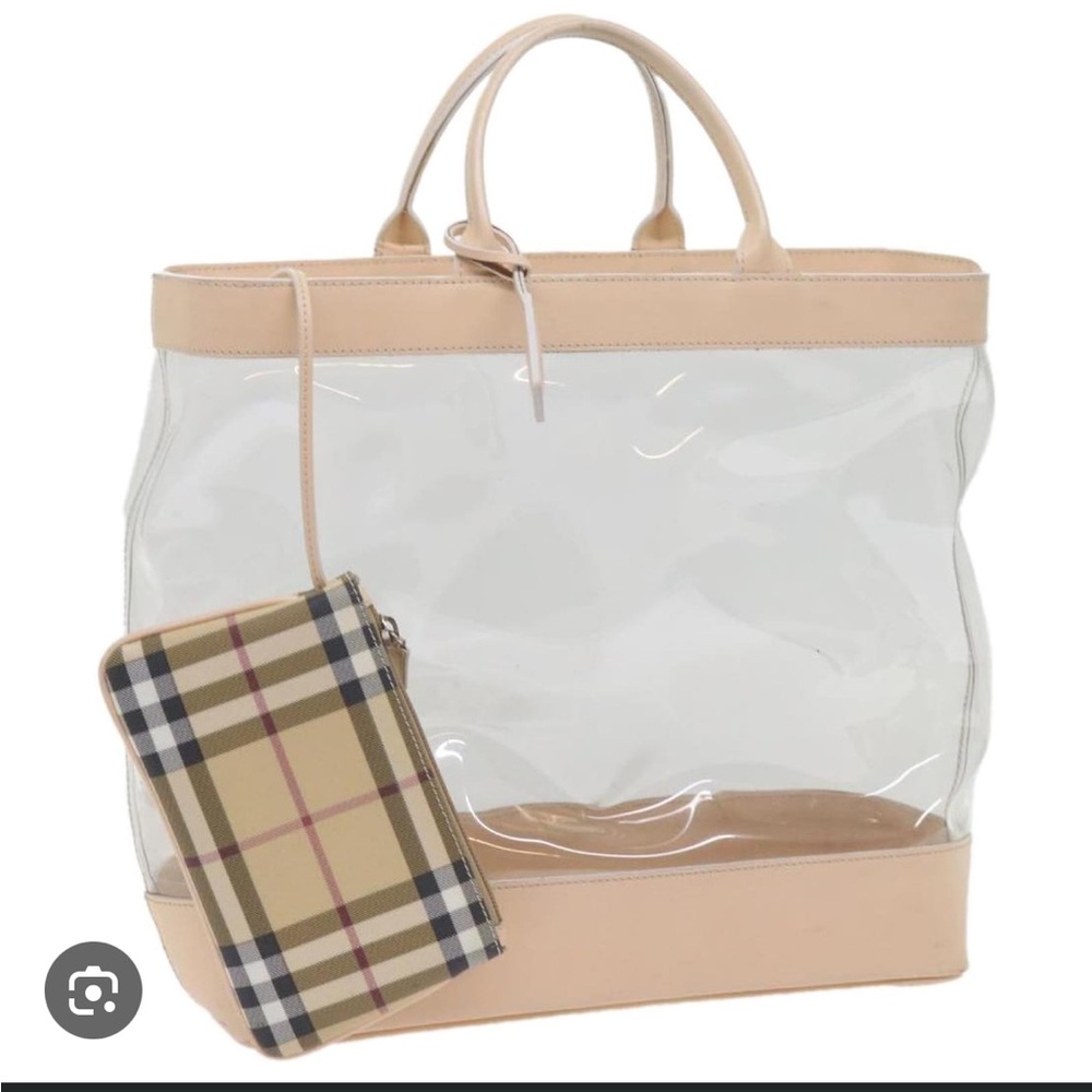 Transparent Tote Bag with Tan Accents